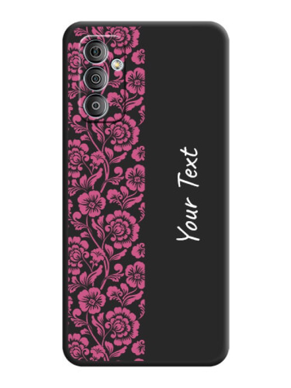 Custom Pink Floral Pattern Design With Custom Text On Space Black Personalized Soft Matte Phone Covers -Samsung Galaxy F23