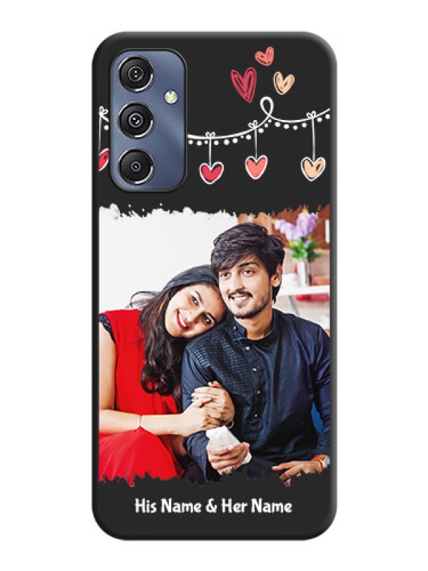 Custom Pink Love Hangings with Name on Space Black Custom Soft Matte Phone Cases - Galaxy F34 5G