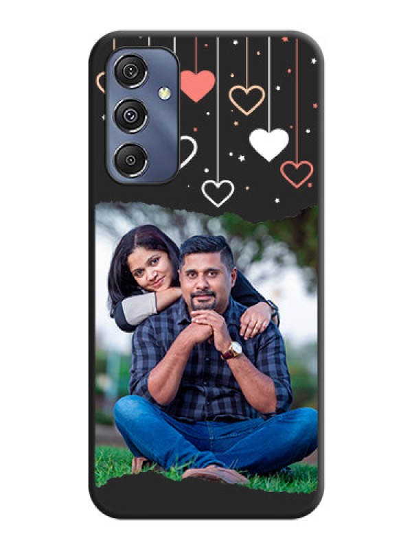 Custom Love Hangings with Splash Wave Picture on Space Black Custom Soft Matte Phone Back Cover - Galaxy F34 5G
