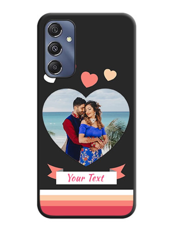 Custom Love Shaped Photo with Colorful Stripes on Personalised Space Black Soft Matte Cases - Galaxy F34 5G