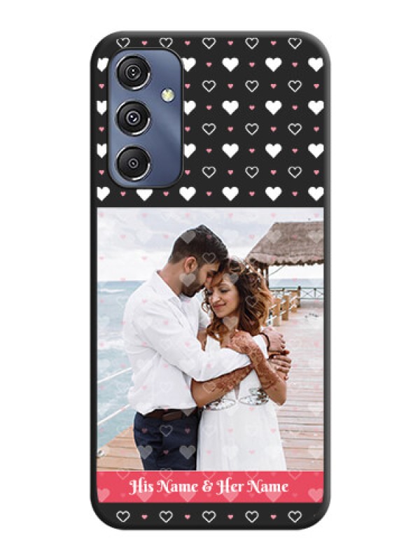Custom White Color Love Symbols with Text Design - Photo on Space Black Soft Matte Phone Cover - Galaxy F34 5G