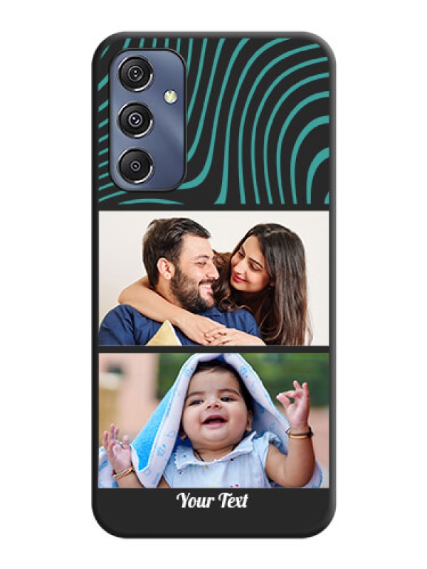 Custom Wave Pattern with 2 Image Holder on Space Black Personalized Soft Matte Phone Covers - Galaxy F34 5G