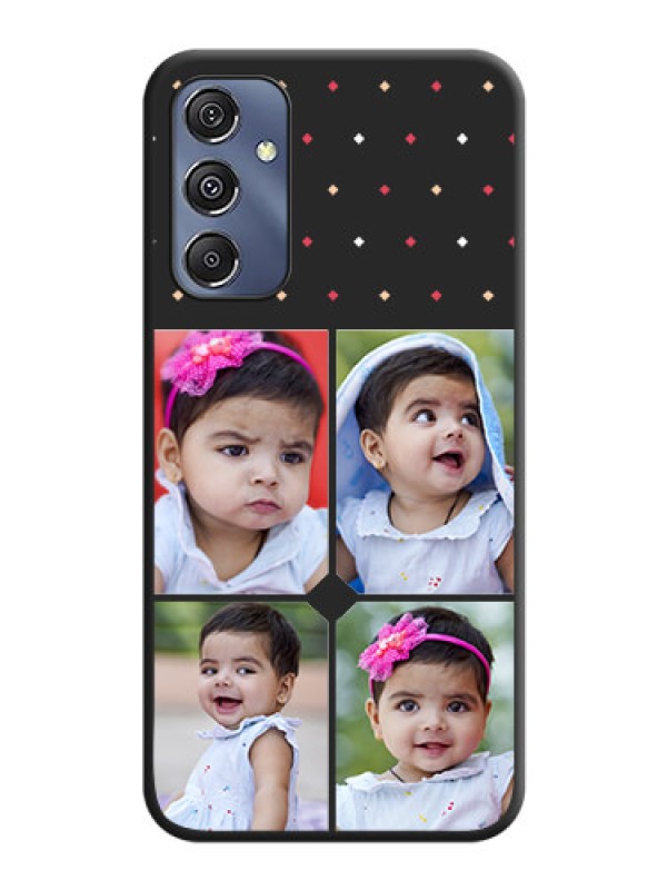 Custom Multicolor Dotted Pattern with 4 Image Holder on Space Black Custom Soft Matte Phone Cases - Galaxy F34 5G
