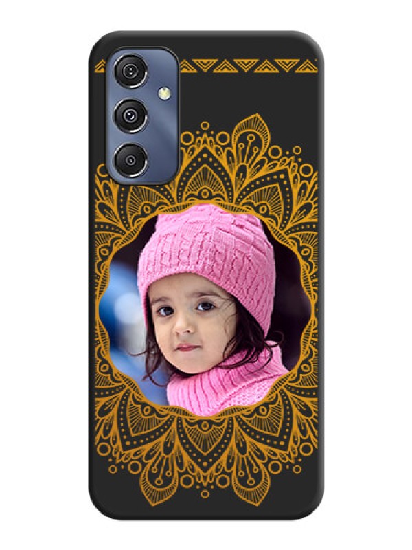 Custom Round Image with Floral Design - Photo on Space Black Soft Matte Mobile Cover - Galaxy F34 5G