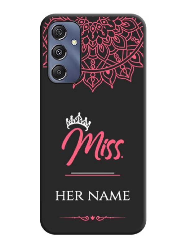 Custom Mrs Name with Floral Design on Space Black Personalized Soft Matte Phone Covers - Galaxy F34 5G