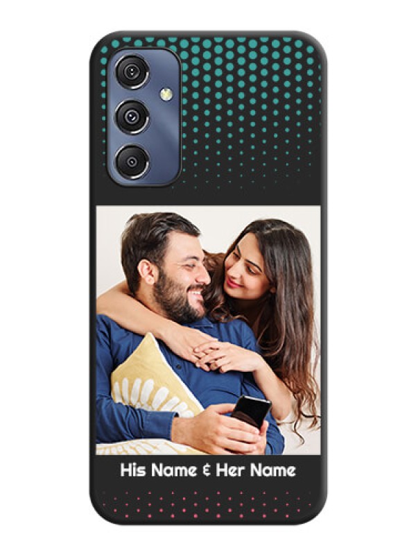 Custom Faded Dots with Grunge Photo Frame and Text on Space Black Custom Soft Matte Phone Cases - Galaxy F34 5G