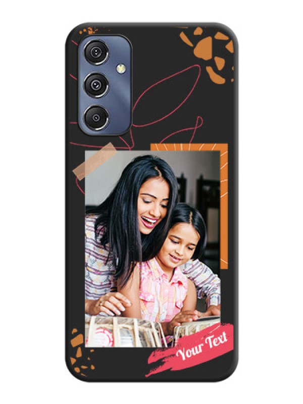 Custom Orange Photo Frame on Space Black Custom Soft Matte Phone Back Cover - Galaxy F34 5G
