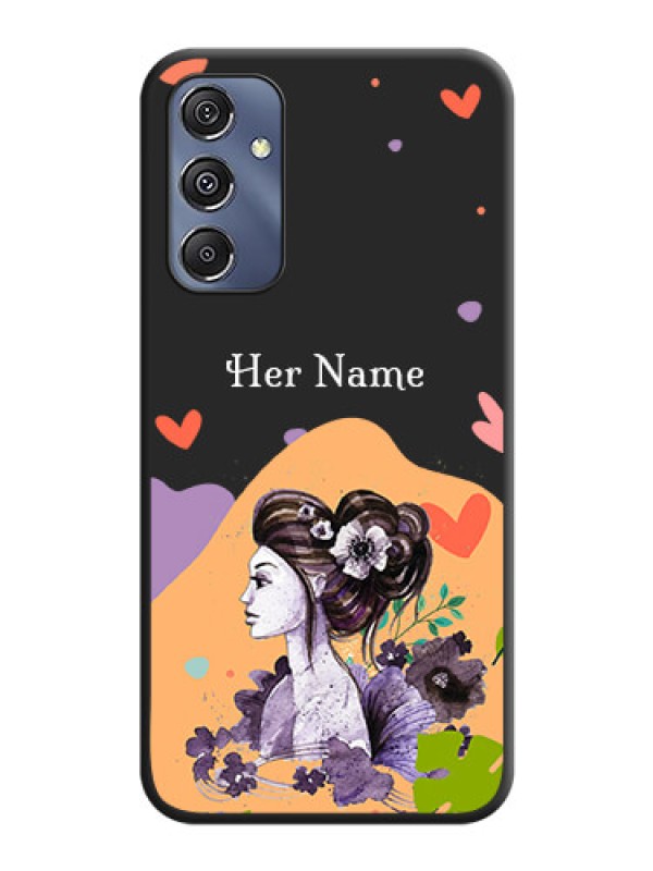 Custom Namecase For Her With Fancy Lady Image On Space Black Personalized Soft Matte Phone Covers - Galaxy F34 5G