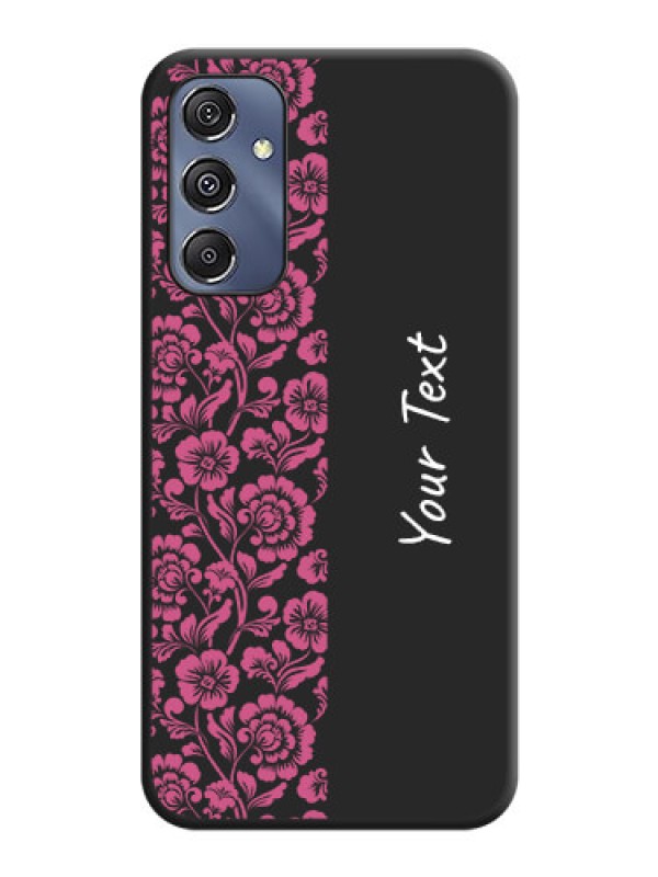 Custom Pink Floral Pattern Design With Custom Text On Space Black Personalized Soft Matte Phone Covers - Galaxy F34 5G
