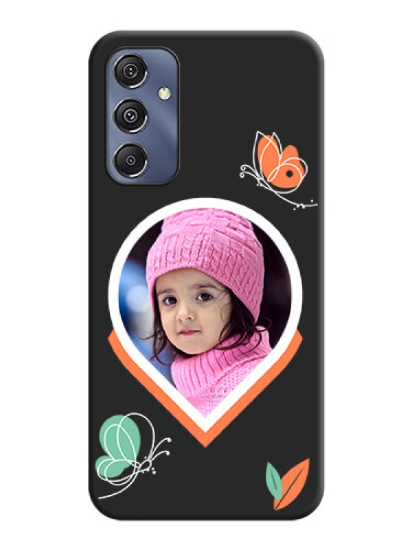 Custom Upload Pic With Simple Butterly Design On Space Black Personalized Soft Matte Phone Covers - Galaxy F34 5G