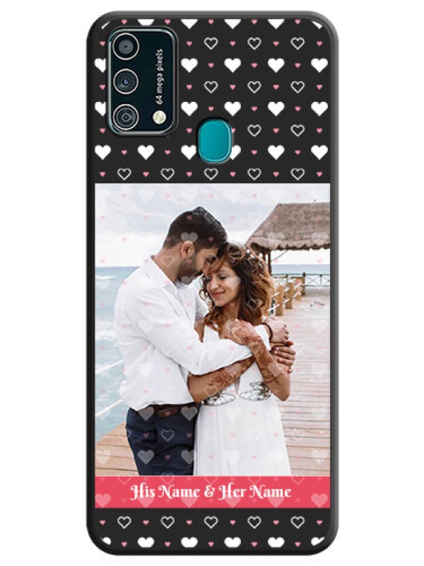 Custom White Color Love Symbols with Text Design on Photo on Space Black Soft Matte Phone Cover - Galaxy F41