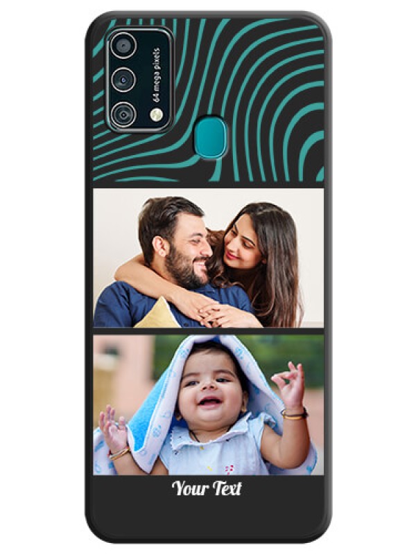 Custom Wave Pattern with 2 Image Holder on Space Black Personalized Soft Matte Phone Covers - Galaxy F41