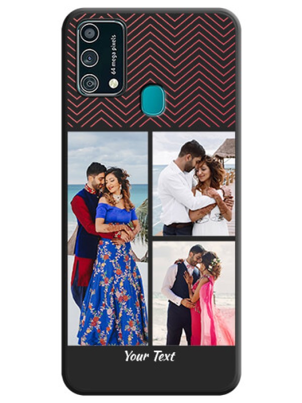 Custom Wave Pattern with 3 Image Holder on Space Black Custom Soft Matte Back Cover - Galaxy F41