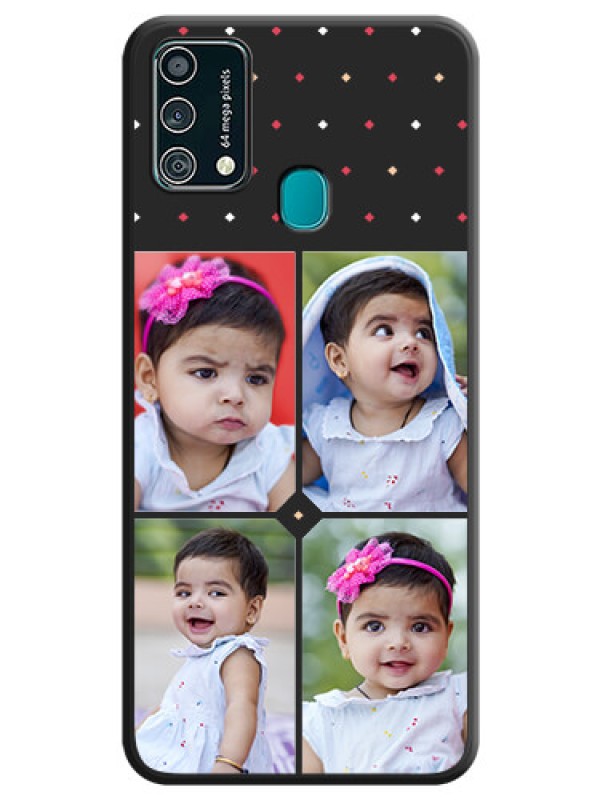 Custom Multicolor Dotted Pattern with 4 Image Holder on Space Black Custom Soft Matte Phone Cases - Galaxy F41