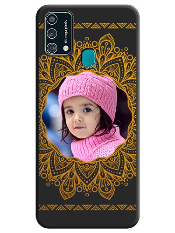 Custom Round Image with Floral Design on Photo on Space Black Soft Matte Mobile Cover - Galaxy F41