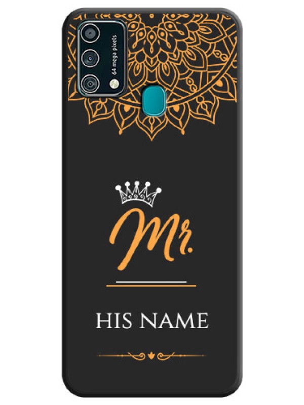 Custom Mr Name with Floral Design  on Personalised Space Black Soft Matte Cases - Galaxy F41