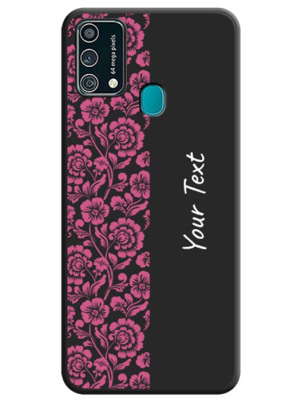 Custom Pink Floral Pattern Design With Custom Text On Space Black Personalized Soft Matte Phone Covers -Samsung Galaxy F41