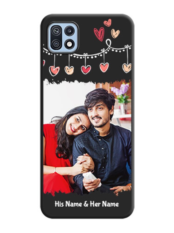 Custom Pink Love Hangings with Name on Space Black Custom Soft Matte Phone Cases - Galaxy F42 5G
