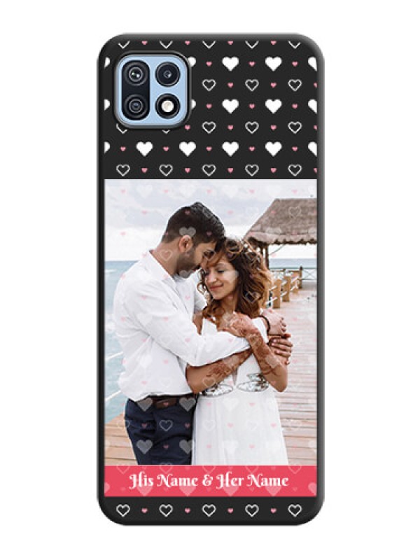 Custom White Color Love Symbols with Text Design on Photo on Space Black Soft Matte Phone Cover - Galaxy F42 5G