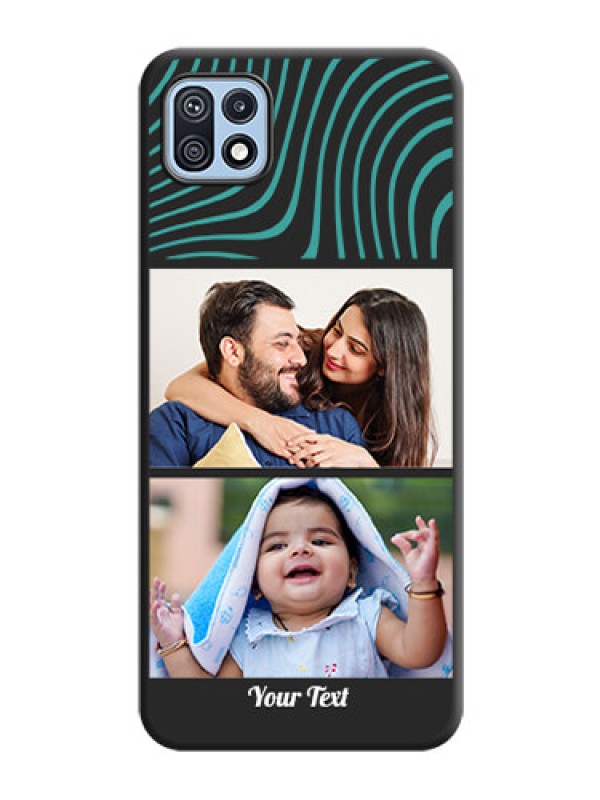 Custom Wave Pattern with 2 Image Holder on Space Black Personalized Soft Matte Phone Covers - Galaxy F42 5G