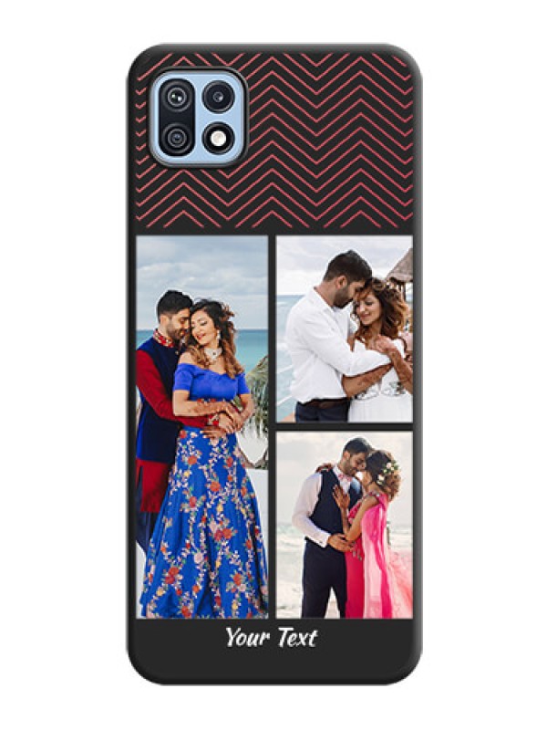 Custom Wave Pattern with 3 Image Holder on Space Black Custom Soft Matte Back Cover - Galaxy F42 5G