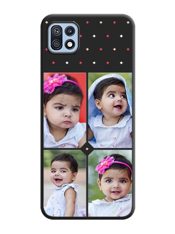 Custom Multicolor Dotted Pattern with 4 Image Holder on Space Black Custom Soft Matte Phone Cases - Galaxy F42 5G