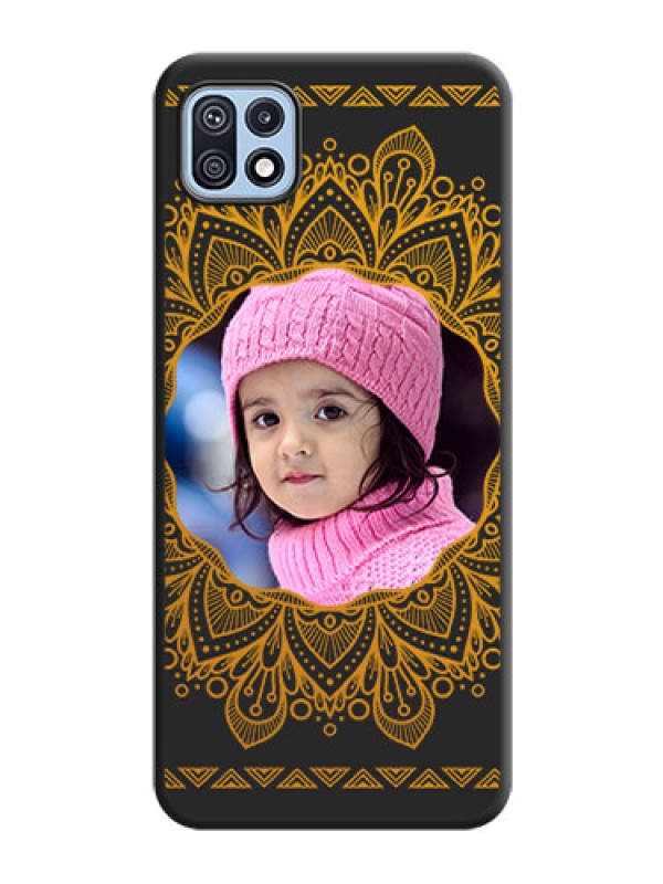 Custom Round Image with Floral Design on Photo on Space Black Soft Matte Mobile Cover - Galaxy F42 5G