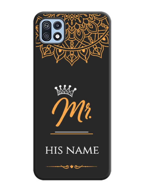 Custom Mr Name with Floral Design  on Personalised Space Black Soft Matte Cases - Galaxy F42 5G