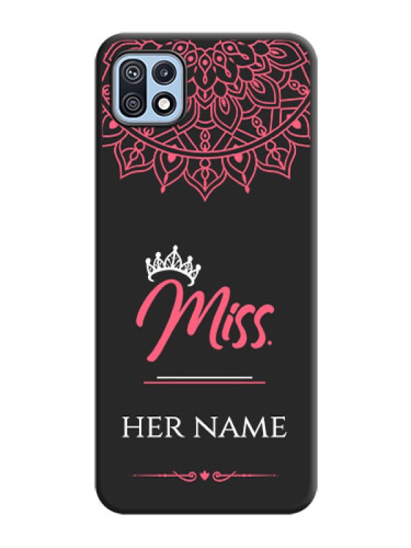 Custom Mrs Name with Floral Design on Space Black Personalized Soft Matte Phone Covers - Galaxy F42 5G