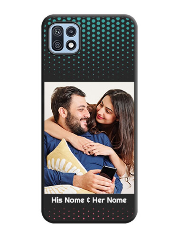 Custom Faded Dots with Grunge Photo Frame and Text on Space Black Custom Soft Matte Phone Cases - Galaxy F42 5G