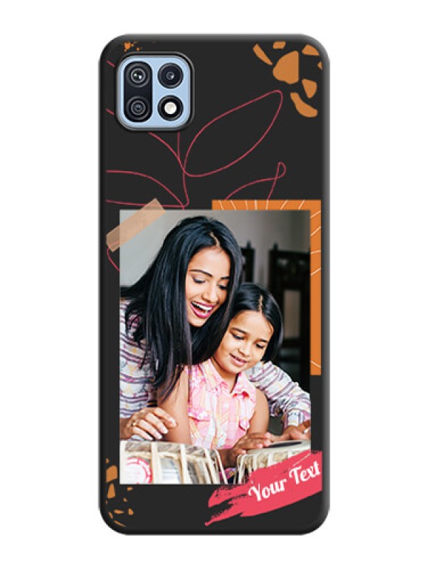 Custom Orange Photo Frame on Space Black Custom Soft Matte Phone Back Cover - Galaxy F42 5G
