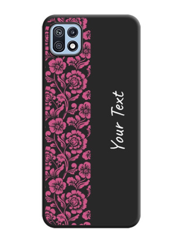 Custom Pink Floral Pattern Design With Custom Text On Space Black Personalized Soft Matte Phone Covers -Samsung Galaxy F42 5G