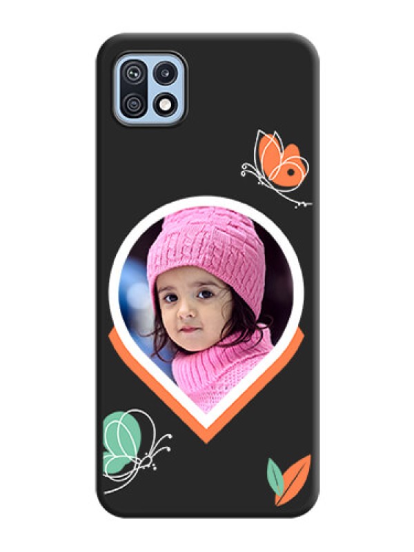 Custom Upload Pic With Simple Butterly Design On Space Black Personalized Soft Matte Phone Covers -Samsung Galaxy F42 5G