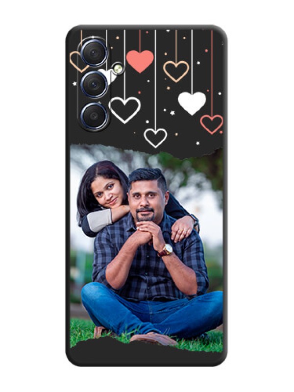 Custom Love Hangings with Splash Wave Picture on Space Black Custom Soft Matte Phone Back Cover - Galaxy F54 5G
