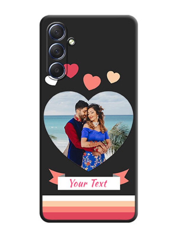 Custom Love Shaped Photo with Colorful Stripes on Personalised Space Black Soft Matte Cases - Galaxy F54 5G
