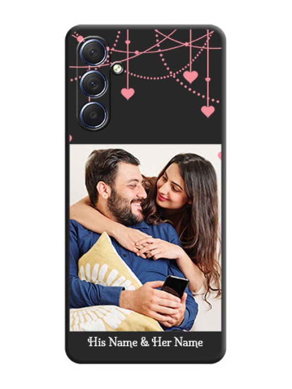 Custom Pink Love Hangings with Text on Space Black Custom Soft Matte Back Cover - Galaxy F54 5G