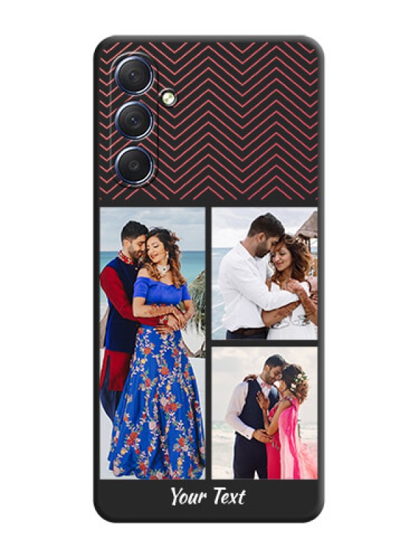 Custom Wave Pattern with 3 Image Holder on Space Black Custom Soft Matte Back Cover - Galaxy F54 5G