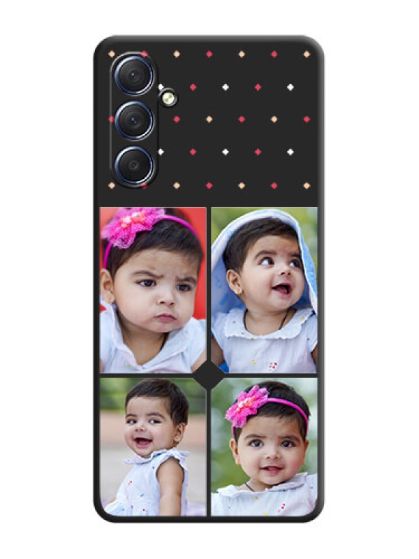 Custom Multicolor Dotted Pattern with 4 Image Holder on Space Black Custom Soft Matte Phone Cases - Galaxy F54 5G