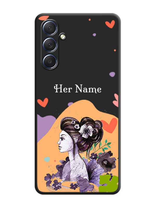 Custom Namecase For Her With Fancy Lady Image On Space Black Personalized Soft Matte Phone Covers - Galaxy F54 5G