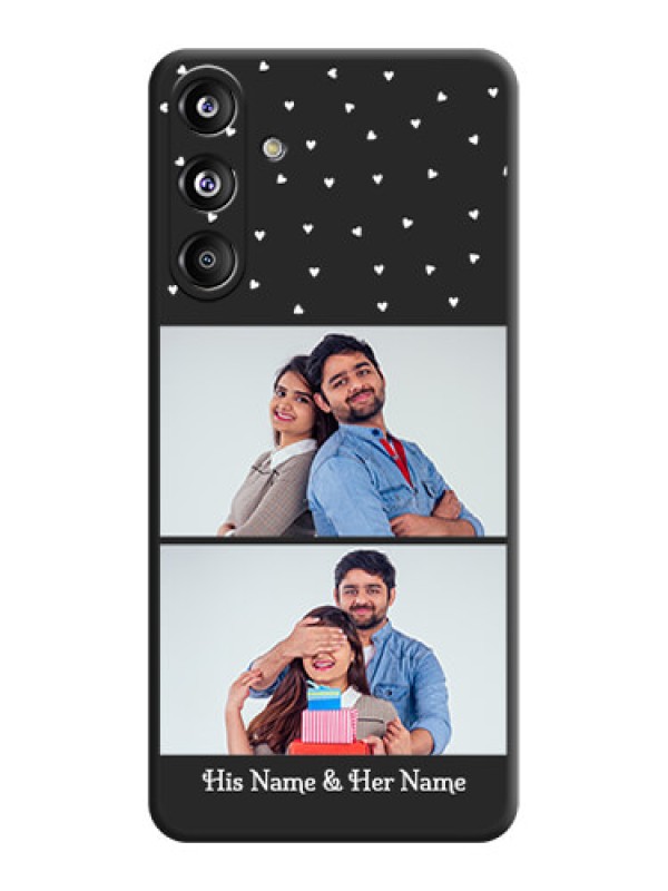 Custom Miniature Love Symbols with Name On Space Black Custom Soft Matte Mobile Back Cover - Galaxy F55 5G