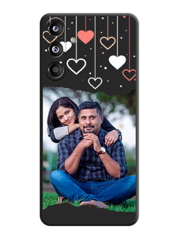 Custom Love Hangings with Splash Wave Picture On Space Black Custom Soft Matte Mobile Back Cover - Galaxy F55 5G