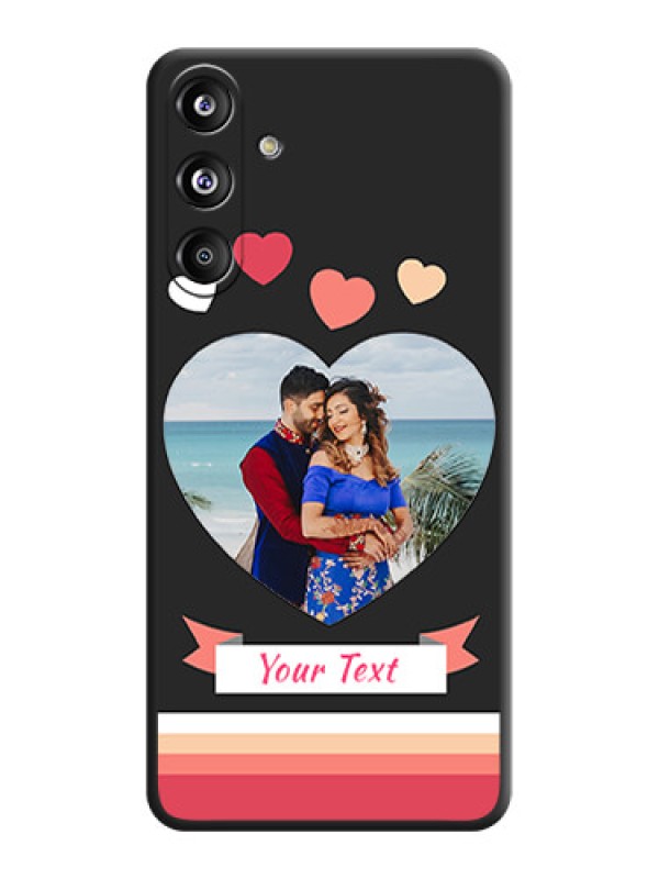 Custom Love Shaped Photo with Colorful Stripes On Space Black Custom Soft Matte Mobile Back Cover - Galaxy F55 5G