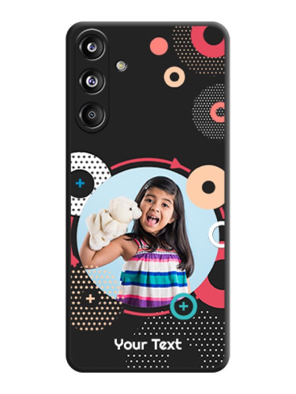 Custom Multicoloured Round Image On Space Black Custom Soft Matte Mobile Back Cover - Galaxy F55 5G