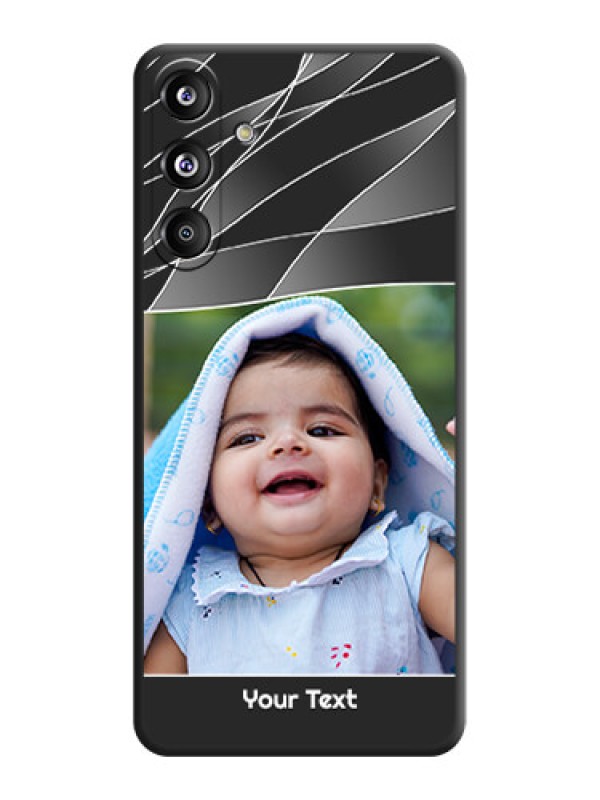 Custom Mixed Wave Lines on Photo On Space Black Custom Soft Matte Mobile Back Cover - Galaxy F55 5G