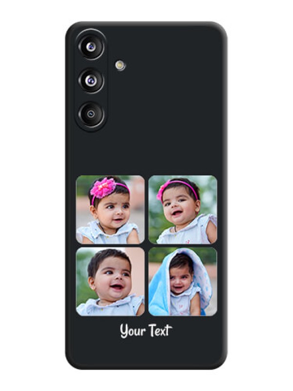 Custom Floral Art with 6 Image Holder on Photo On Space Black Custom Soft Matte Mobile Back Cover - Galaxy F55 5G