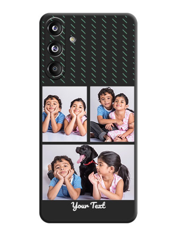 Custom Cross Dotted Pattern with 2 Image Holder On Space Black Custom Soft Matte Mobile Back Cover - Galaxy F55 5G