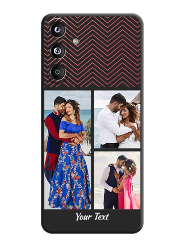 Custom Wave Pattern with 3 Image Holder On Space Black Custom Soft Matte Mobile Back Cover - Galaxy F55 5G