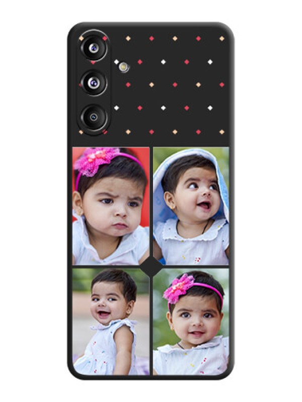 Custom Multicolor Dotted Pattern with 4 Image Holder On Space Black Custom Soft Matte Mobile Back Cover - Galaxy F55 5G