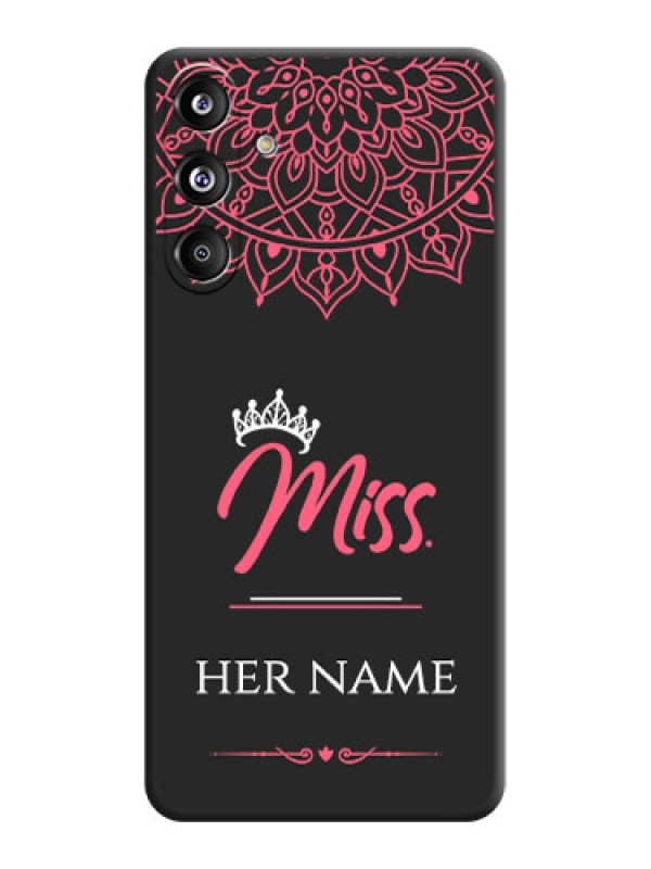 Custom Mrs Name with Floral Design On Space Black Custom Soft Matte Mobile Back Cover - Galaxy F55 5G