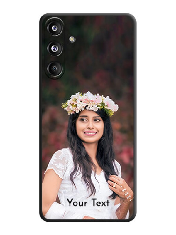 Custom Full Single Pic Upload With Text On Space Black Custom Soft Matte Mobile Back Cover - Galaxy F55 5G